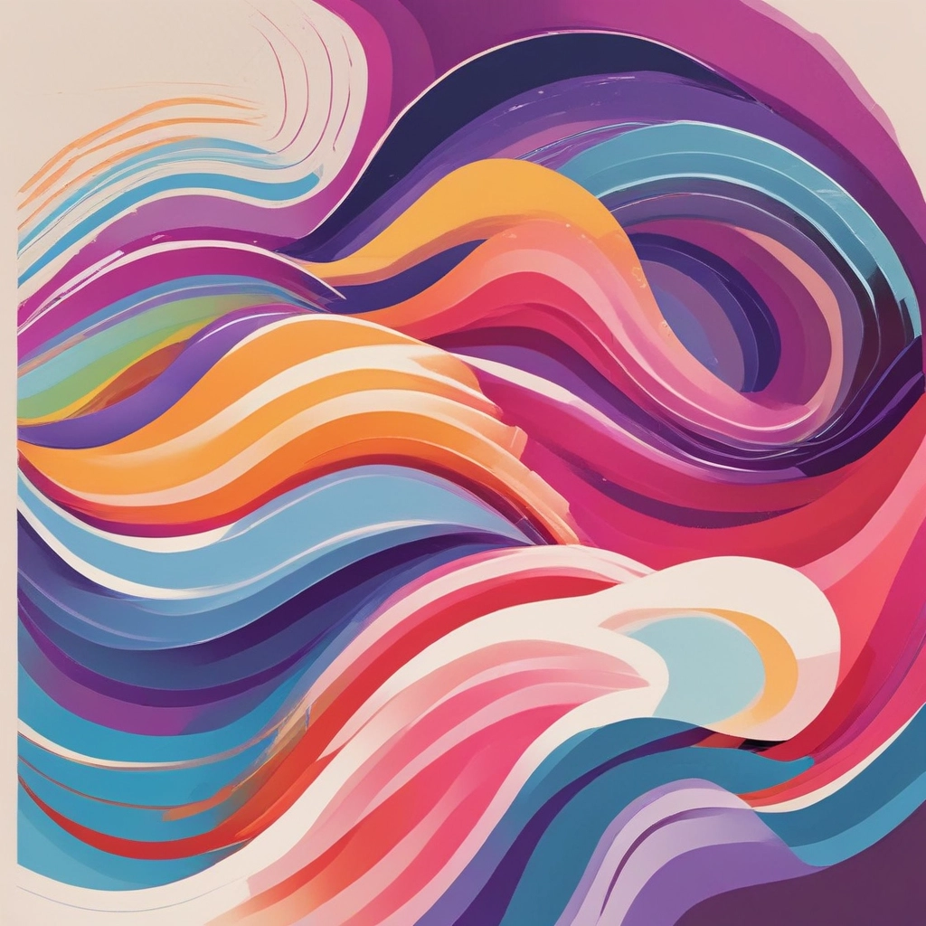 Graphic with an abstract, stepped wavy pattern.